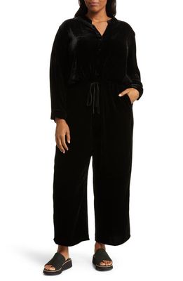 Eileen Fisher Long Sleeve Velvet Jumpsuit in Black