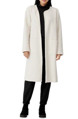Eileen Fisher Longline Open Front Knit Coat in Soft White
