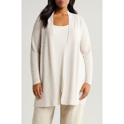 Eileen Fisher Longline Organic Linen & Organic Cotton Cardigan in Natural White