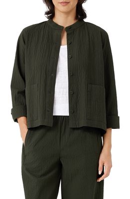 Eileen Fisher Mandarin Collar Jacket in Seaweed