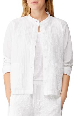 Eileen Fisher Mandarin Collar Jacket in White