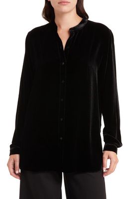 Eileen Fisher MNDRN CLLR LONG SHIRT in Black
