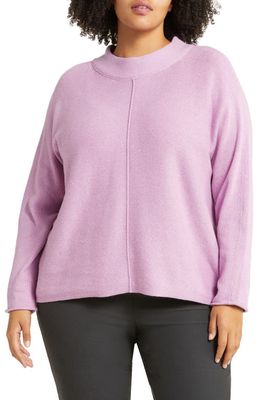 Eileen Fisher Mock Neck Seamed Organic Cotton & Recycled Cashmere Sweater in Amethyst