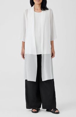 Eileen Fisher Open Front Silk Chiffon Jacket in Ivory at Nordstrom, Size Large P