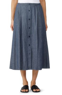 Eileen Fisher Organic Cotton A-Line Midi Skirt in Denim