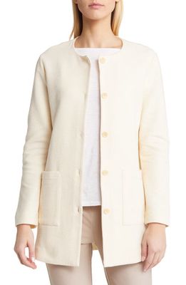 Eileen Fisher Organic Cotton Knit Longline Jacket in Soft White