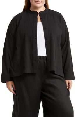 Eileen Fisher Organic Cotton Shirt Jacket in Black