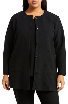 Eileen Fisher Organic Cotton Stretch Longline Jacket in Black