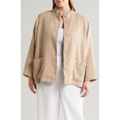 Eileen Fisher Organic Linen & Organic Cotton Jacket in Wheat