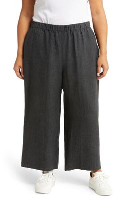Eileen Fisher Organic Linen Crop Pants in Graphite