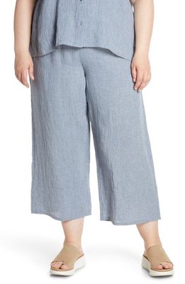 Eileen Fisher Organic Linen Crop Wide Leg Pants in Chambray