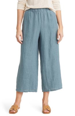 Eileen Fisher Organic Linen Crop Wide Leg Pants in Nile