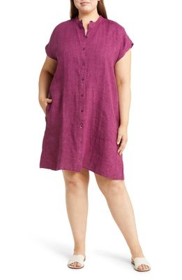 Eileen Fisher Organic Linen Shift Dress in Raspberry