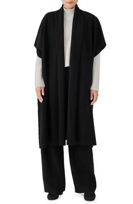 Eileen Fisher Oversize Boiled Wool Poncho in Black