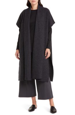 Eileen Fisher Oversize Boiled Wool Poncho in Charcoal