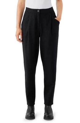 Eileen Fisher Pleated Ankle Tapered Boiled Wool Pants in Black
