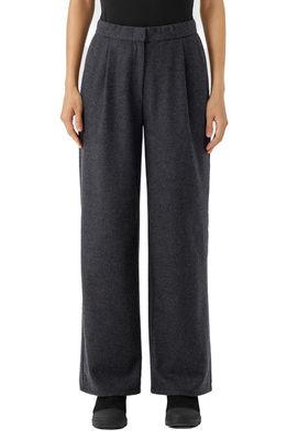 Eileen Fisher Pleated High Waist Wide Leg Pants in Charcoal