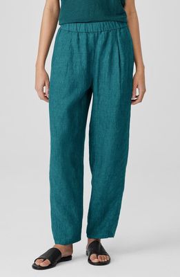 Eileen Fisher Pleated Linen Ankle Lantern Pants in Aegean