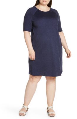Eileen Fisher Raglan Sleeve Organic Cotton Blend T-Shirt Dress in Iris