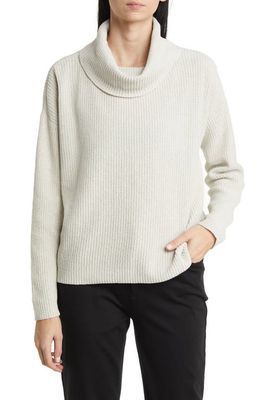 Eileen Fisher Ribbed Organic Cotton Chenille Turtleneck Sweater in Bone