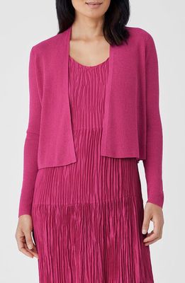 Eileen Fisher Ribbed Organic Linen & Cotton Cardigan in Geranium