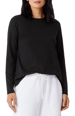 Eileen Fisher Round Neck Organic Cotton Top in Black