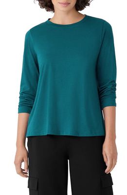 Eileen Fisher Round Neck Organic Cotton Top in Peacock