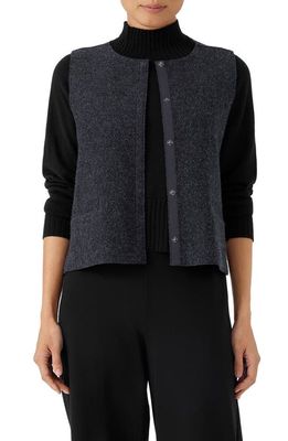Eileen Fisher Round Neck Wool Vest in Charcoal
