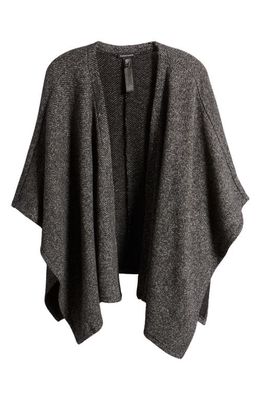 Eileen Fisher Serape Open Front Handkerchief Hem Organic Cotton Cardigan in Black/Soft White