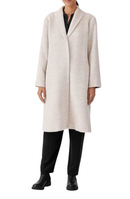 Eileen Fisher Shawl Collar Alpaca & Wool Blend Coat in Almond