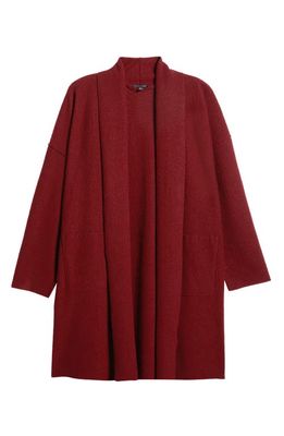 Eileen Fisher Shawl Collar Open Front Wool Jacket in Red Cedar