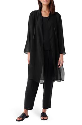 Eileen Fisher Sheer Silk Georgette Jacket in Black
