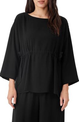 Eileen Fisher Side Tie Silk Tunic Top in Black
