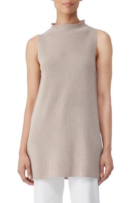 Eileen Fisher Sleeveless Funnel Neck Organic Linen & Cotton Sweater in Natural