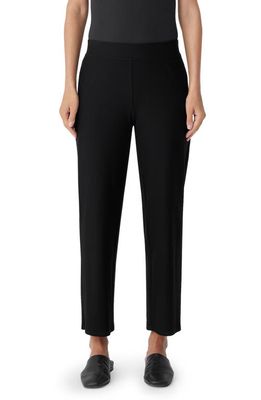 Eileen Fisher Stretch Crepe Ankle Crop Straight Leg Pants in Black