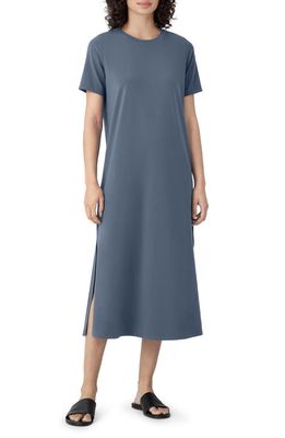 Eileen Fisher Stretch Organic Pima Cotton Midi T-Shirt Dress in Dusk