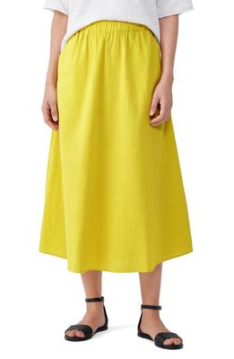 Eileen Fisher Stripe Organic Cotton A-Line Skirt in Sunbeam
