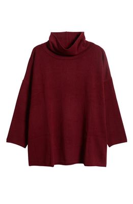 Eileen Fisher Turtleneck Organic Cotton & Recycled Cashmere Blend Tunic Sweater in Red Cedar