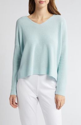 Eileen Fisher V-Neck Organic Cotton Pullover Sweater in Clear Water