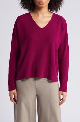 Eileen Fisher V-Neck Organic Cotton Pullover Sweater in Rhapsody
