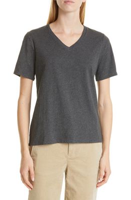 Eileen Fisher V-Neck Organic Cotton T-Shirt in Graphite