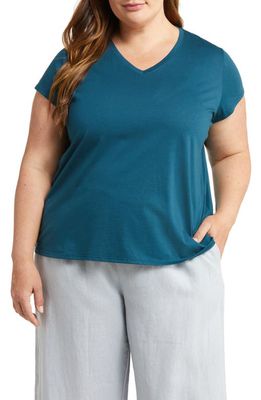 Eileen Fisher V-Neck Organic Cotton T-Shirt in Pacifica