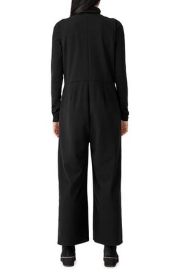 Eileen Fisher V-Neck Wide Leg Knit Jumpsuit in Black