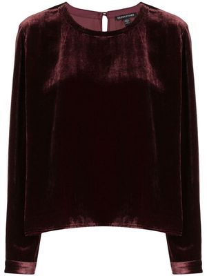Eileen Fisher velvet-effect long-sleeve top - Red
