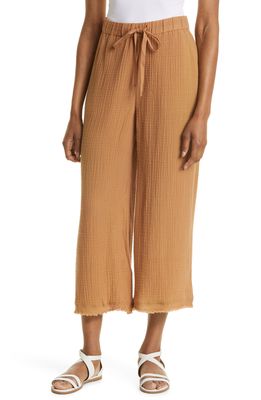 Eileen Fisher Wide Leg Organic Cotton Pants in Chestnut