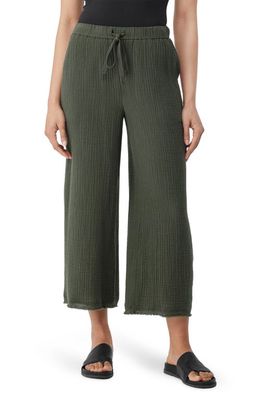 Eileen Fisher Wide Leg Organic Cotton Pants in Seaweed