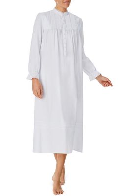 Eileen West Ballet Cotton Blend Flannel Nightgown in White