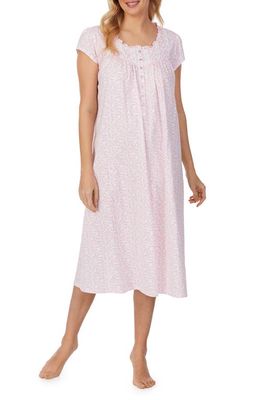 Eileen West Cap Sleeve Jersey Nightgown in Pink Flowers