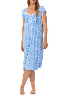 Eileen West Cap Sleeve Waltz Nightgown in Blue Floral
