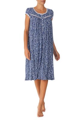 Eileen West Cap Sleeve Waltz Nightgown in Navy Print